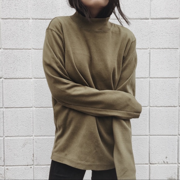 JCREW MENS OLIVE MOCK TURTLENECK SWEATER - Picture 1 of 2